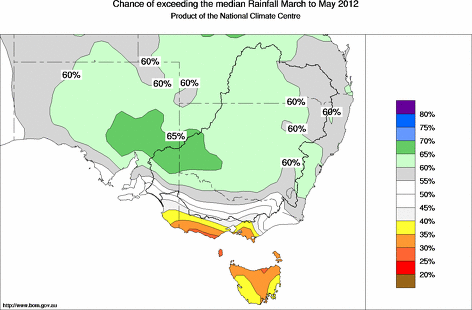 probability of exceeding median rainfall - click on the map for a larger version of the map