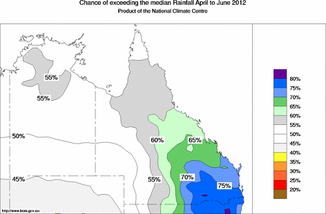 probability of exceeding median rainfall - click on the map for a larger version of the map