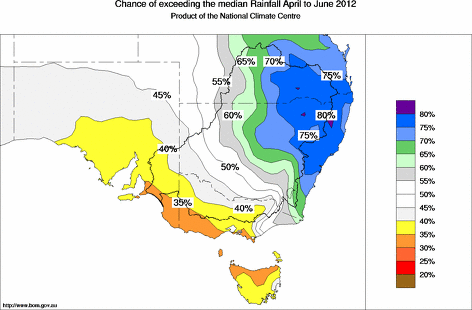 probability of exceeding median rainfall - click on the map for a larger version of the map
