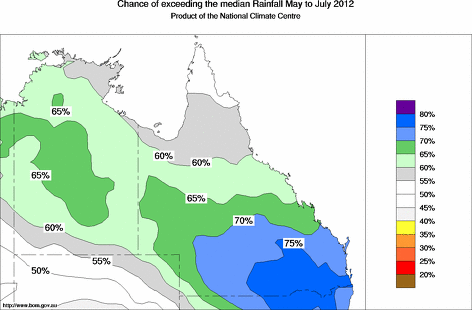 probability of exceeding median rainfall - click on the map for a larger version of the map