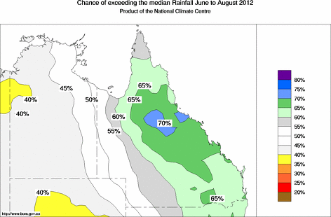 probability of exceeding median rainfall - click on the map for a larger version of the map