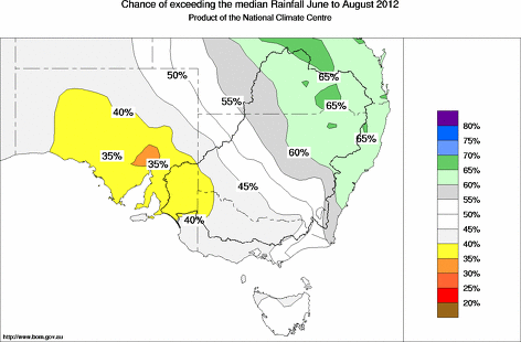 probability of exceeding median rainfall - click on the map for a larger version of the map