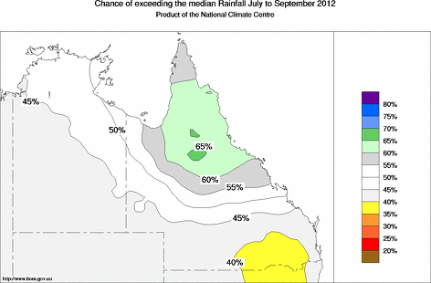 probability of exceeding median rainfall - click on the map for a larger version of the map