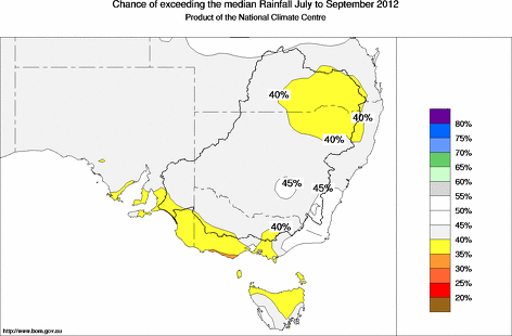 probability of exceeding median rainfall - click on the map for a larger version of the map