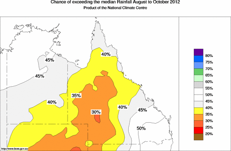 probability of exceeding median rainfall - click on the map for a larger version of the map