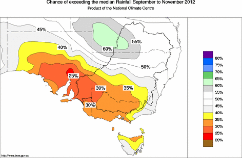 probability of exceeding median rainfall - click on the map for a larger version of the map