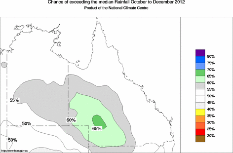 probability of exceeding median rainfall - click on the map for a larger version of the map