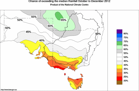 probability of exceeding median rainfall - click on the map for a larger version of the map