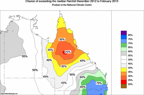 probability of exceeding median rainfall - click on the map for a larger version of the map