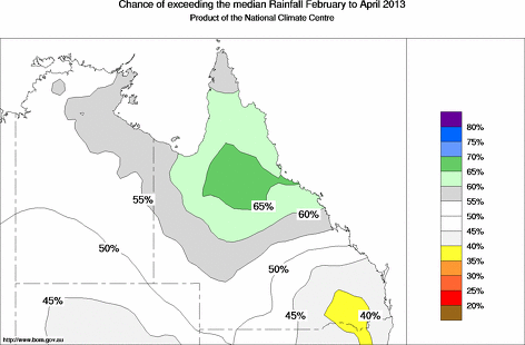 probability of exceeding median rainfall - click on the map for a larger version of the map