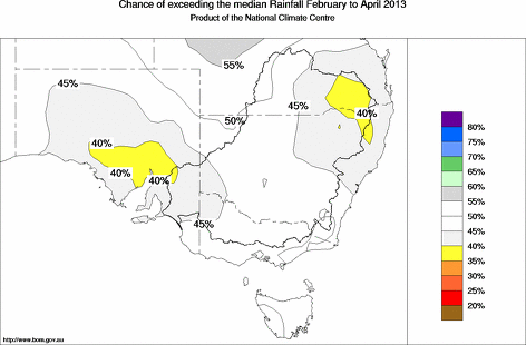 probability of exceeding median rainfall - click on the map for a larger version of the map