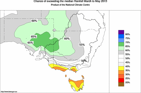probability of exceeding median rainfall - click on the map for a larger version of the map