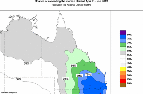 probability of exceeding median rainfall - click on the map for a larger version of the map