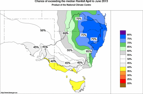 probability of exceeding median rainfall - click on the map for a larger version of the map