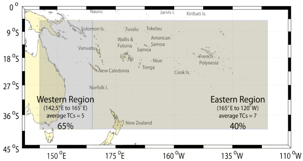 The tropical cyclone in the South Pacific region