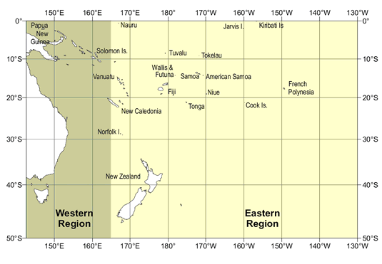 The tropical cyclone South Pacific region