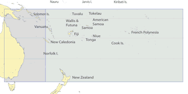 The tropical cyclone South Pacific regions