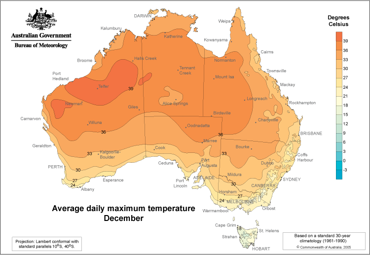 Average daily maximum temperature - December 