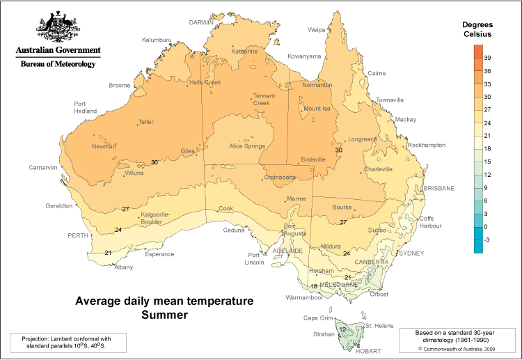 Average daily mean temperature - Summer 