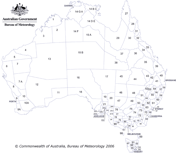 map of Bureau rainfall districts