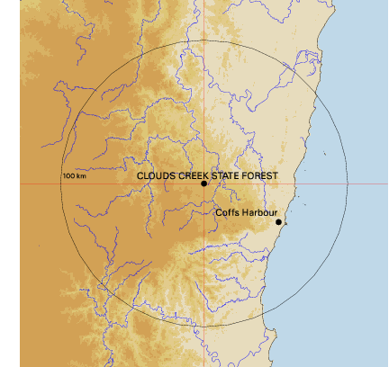 Topographic map showing site location