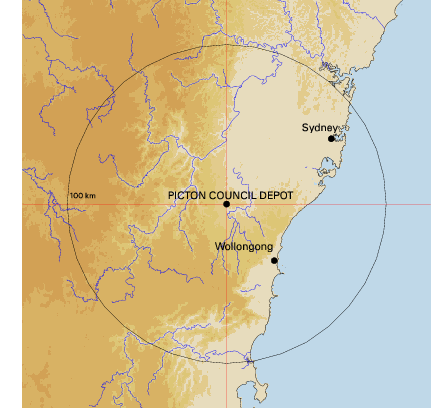 Topographic map showing site location
