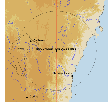 Topographic map showing site location