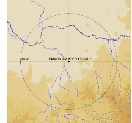 Topographic map showing site location