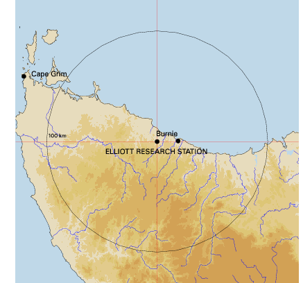 Topographic map showing site location