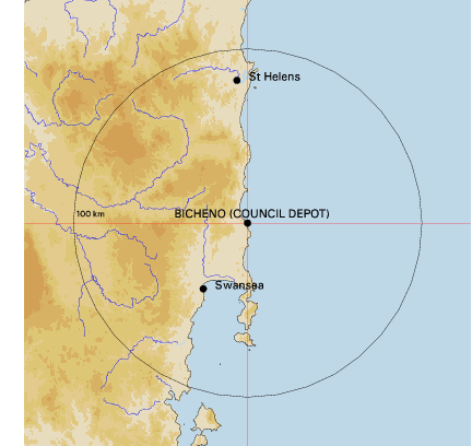 Topographic map showing site location