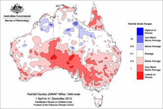 April to December rainfall deciles map
