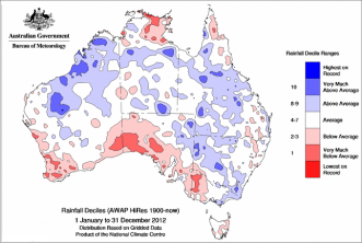 2012 Australian rainfall deciles map
