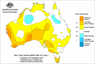 2012 Australian mean temperature deciles map