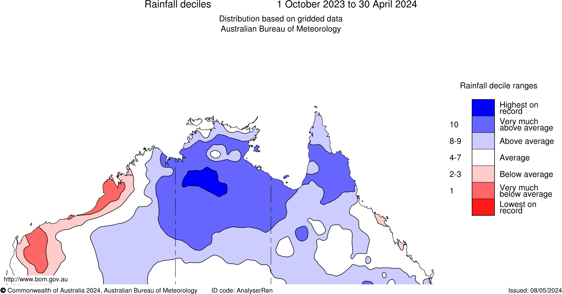 Map of rainfall deciles
