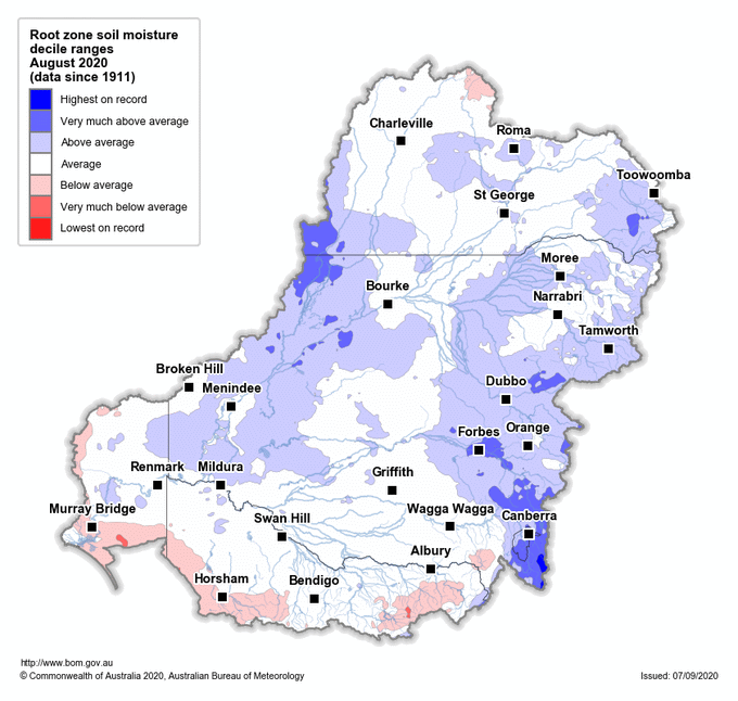 Root-zone soil moisture deciles
