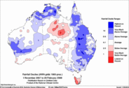 This map shows 4-month rainfall deciles. Click on the image to see a larger version.