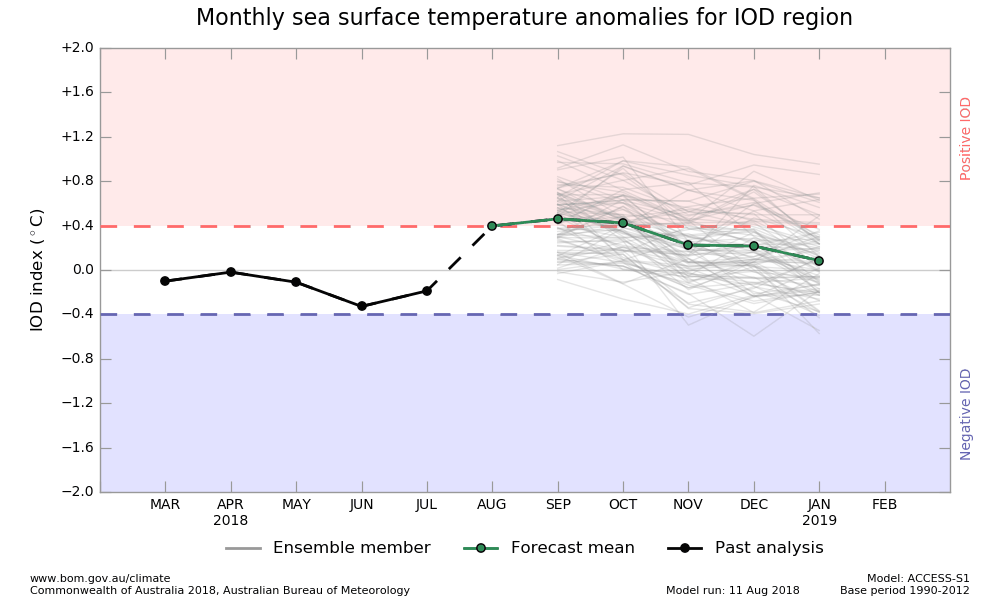 IOD SST plume graphs from ACCESS-S forecasts, updated daily