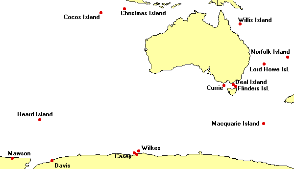 Islands and Antarctic Map