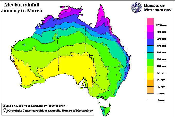 Median rainfall for January-March