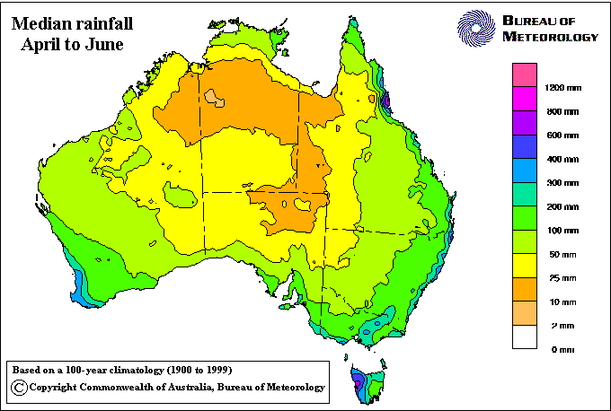 Median rainfall for April-June