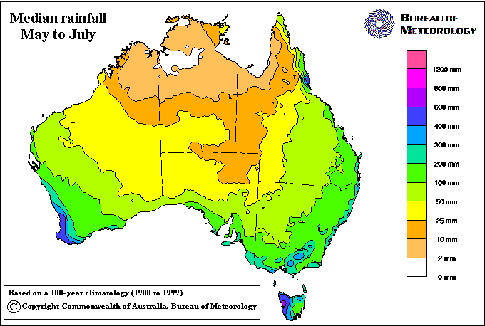 Median rainfall for May-July