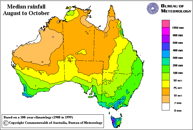 Median rainfall for August-October