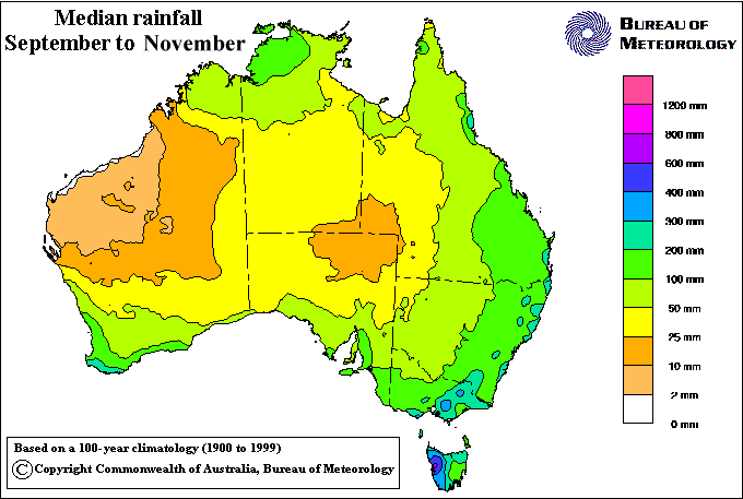 Median rainfall for September-November