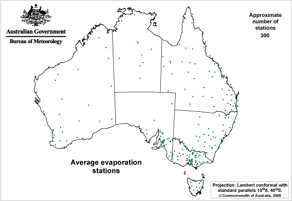 recording stations used in the monthly, annual and seasonal evaporation analysis