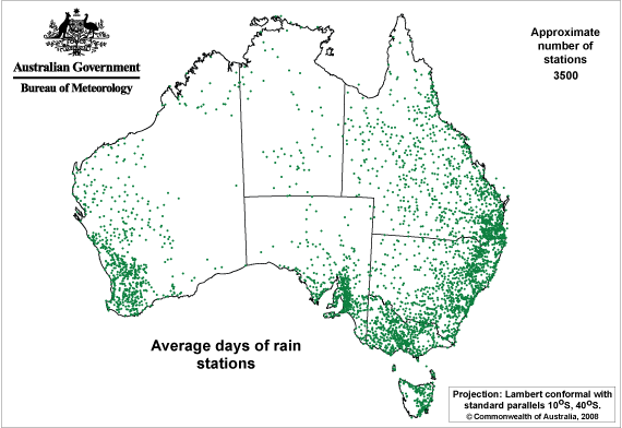 recording stations used in the avrerage annual and monthly days of rain analysis