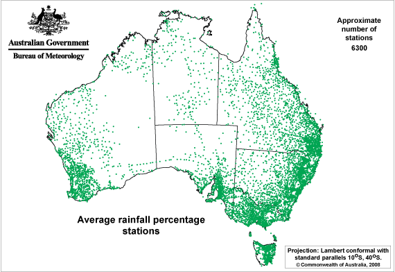 recording stations used in the monthly rainfall percentages analysis