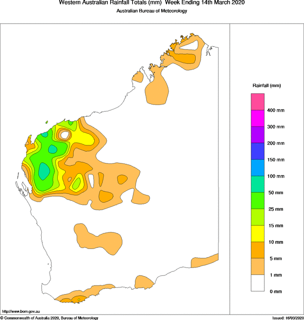 Rainfall ending 14 March 2020