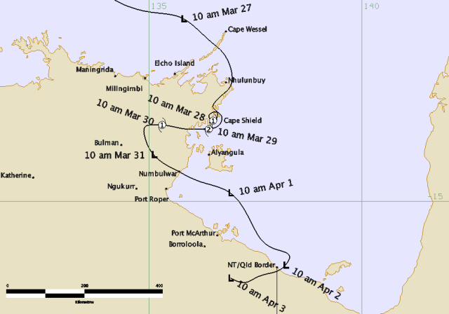 Track of Tropical Cyclone Paul