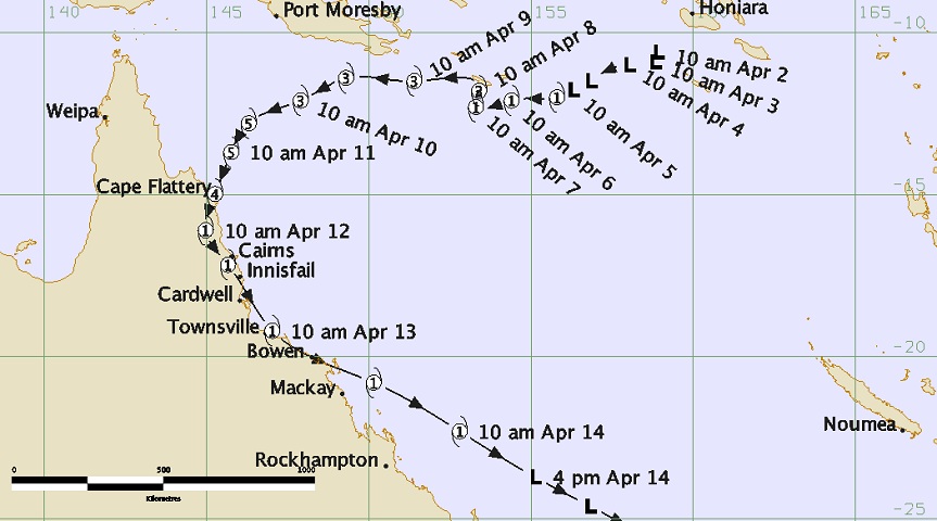 Track of Tropical Cyclone Ita