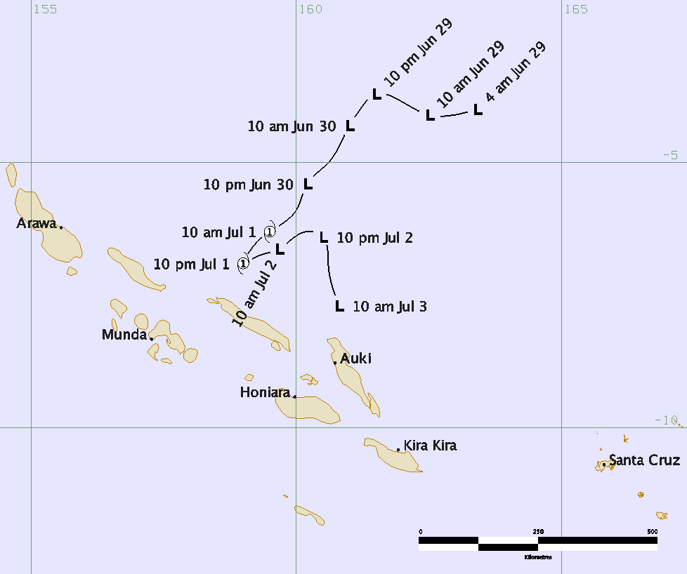Track of Tropical Cyclone Raquel